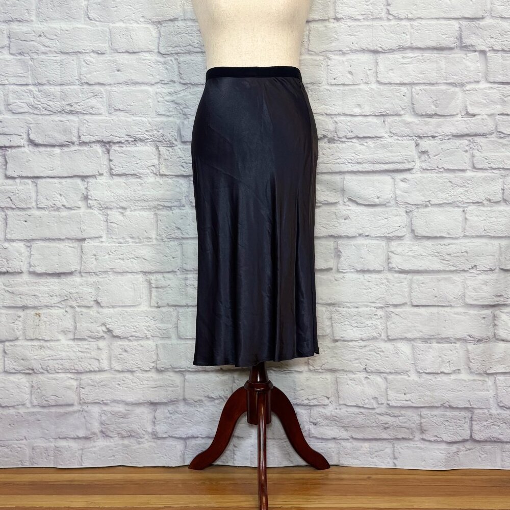 Rails Berlin Slate Gray Satin Pull-On Midi Skirt - image 1